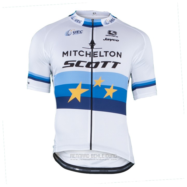 2018 Fahrradbekleidung Mitchelton Scott Champion Europa Trikot Kurzarm und Tragerhose